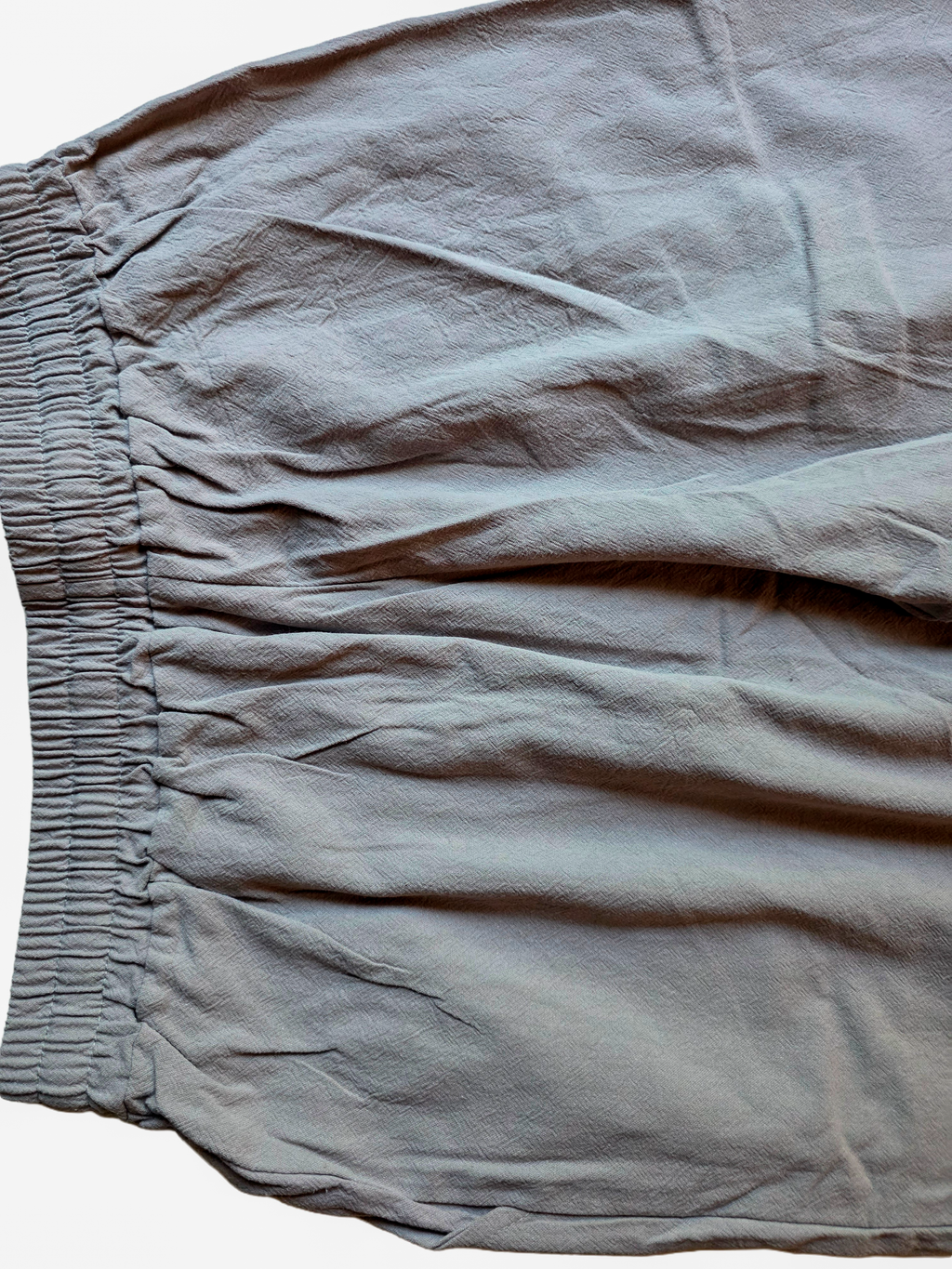 STEZE Linen Pant - blue colorway, detail view, clean studio background