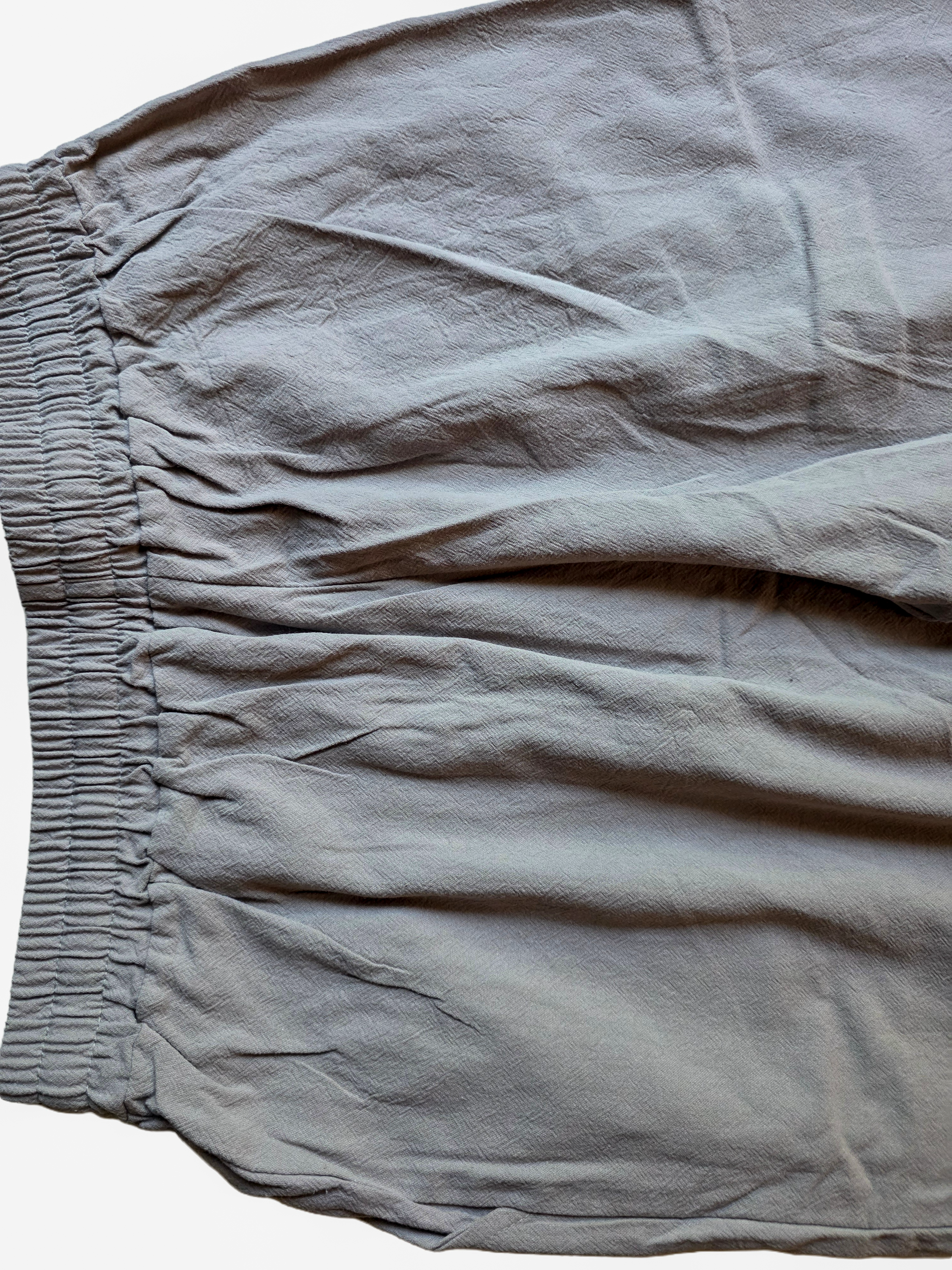 STEZE Linen Pant - blue colorway, detail view, clean studio background